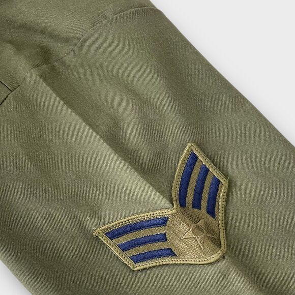 VTG US Air Force Military Army Jacket Shirt S/M Green Utility Uniform 14.5x31 - Picture 10 of 12